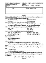 Kiểm tra 1 tiết  Môn Hóa học lớp 8 - Trường THCS Đồng Yên